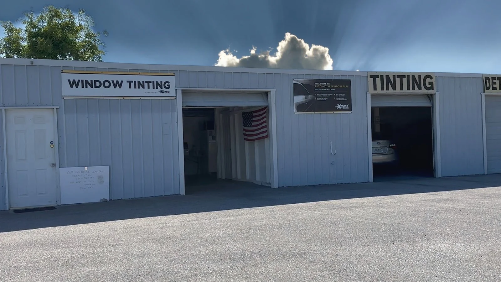 Inside Pasco Tint & Detail — shop interior and work bay